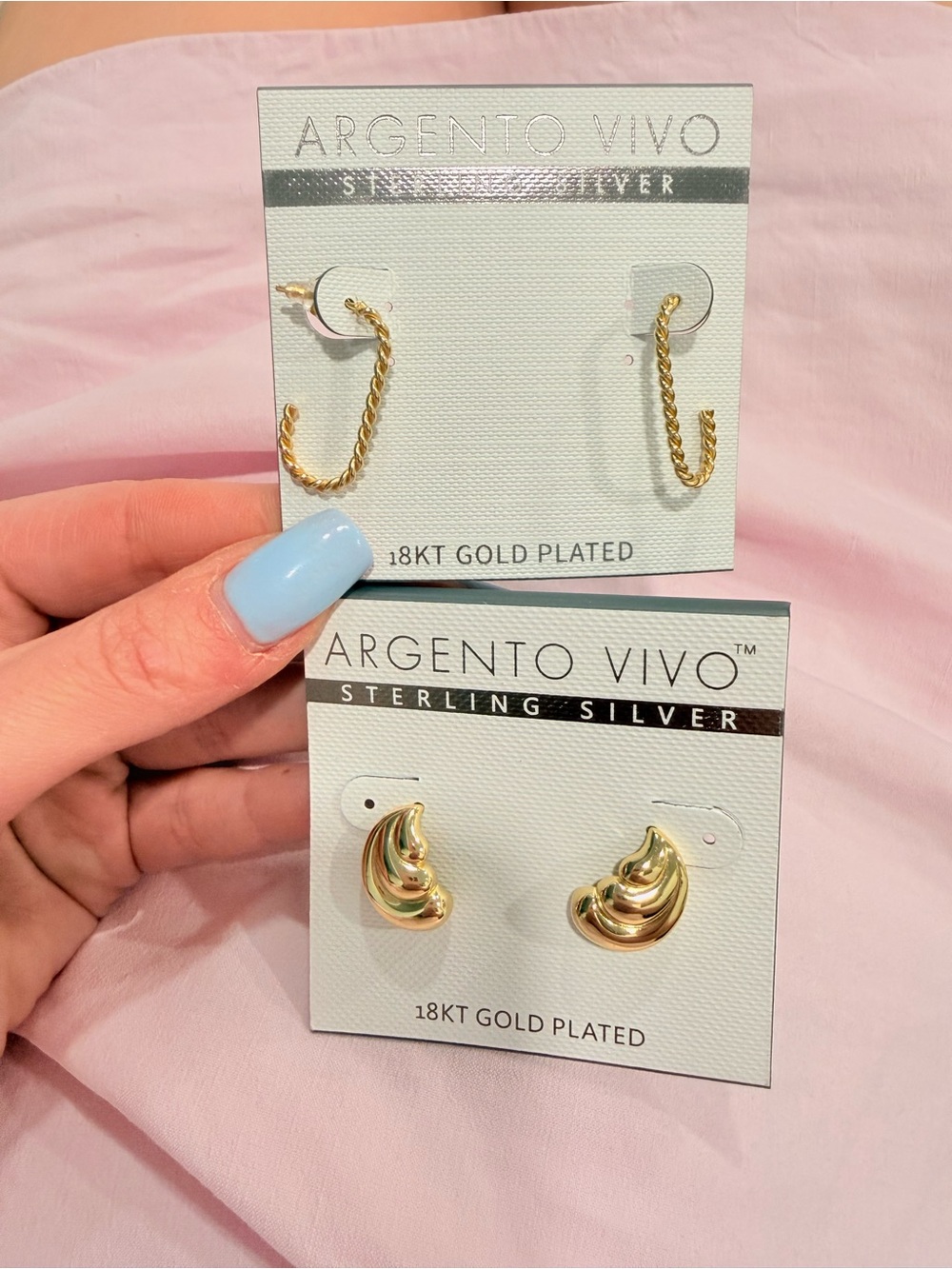 Argento Vivo Gold Plated Hoop & Sculpted Swirl Stud Earring Set